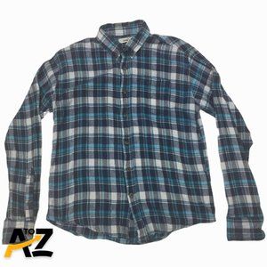 Men's Blue Plaid Alpine Lakes Flannel Shirt Size M Medium